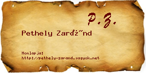 Pethely Zaránd névjegykártya